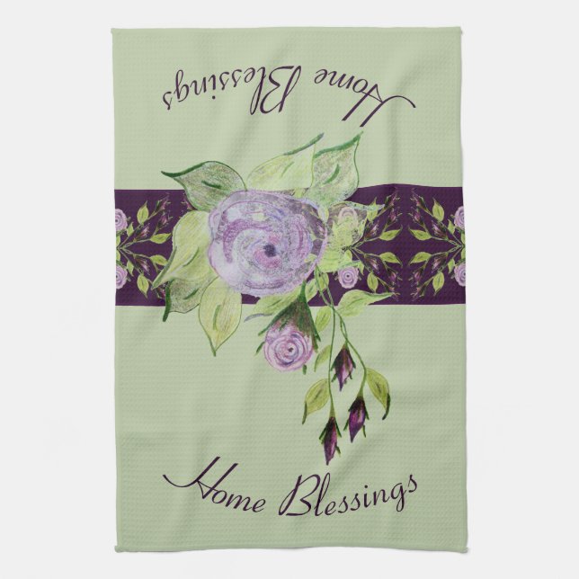 Paño De Cocina Morado Rosa Floral (Vertical)