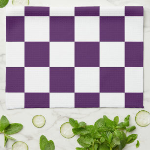 Paño De Cocina Morado y Blanco a Cuadros