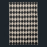 Paño De Cocina Moreno y negro del Harlequin<br><div class="desc">El estilo tradicional clásico del modelo elegante de los diamantes del Harlequin en moreno de color caqui contemporáneo y negro del beige arenoso</div>