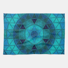 Paño De Cocina Mosaic Mandala Flor Azul