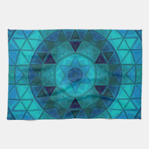 Paño De Cocina Mosaic Mandala Flor Azul