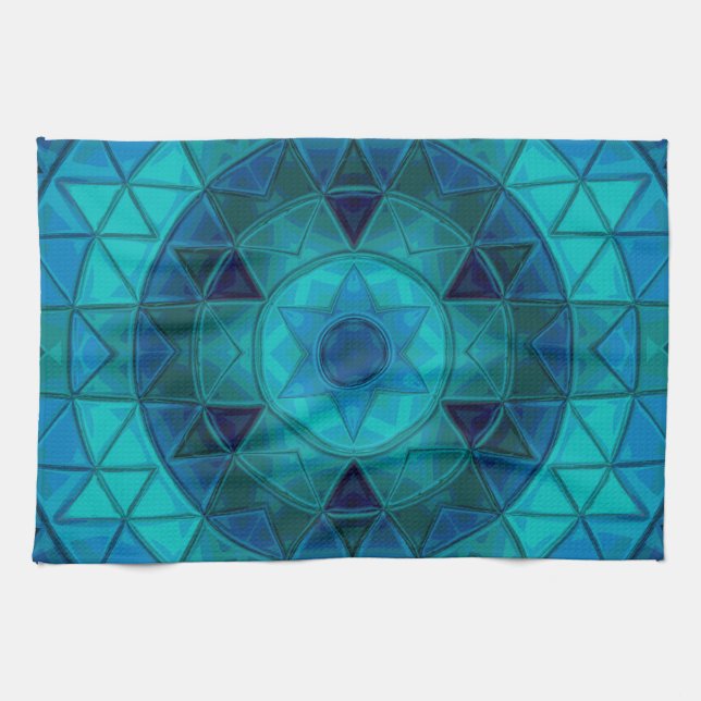 Paño De Cocina Mosaic Mandala Flor Azul (Horizontal)