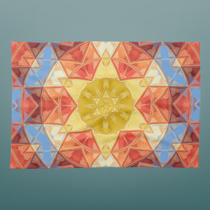Paño De Cocina Mosaic Mandala Naranja Azul y Amarillo