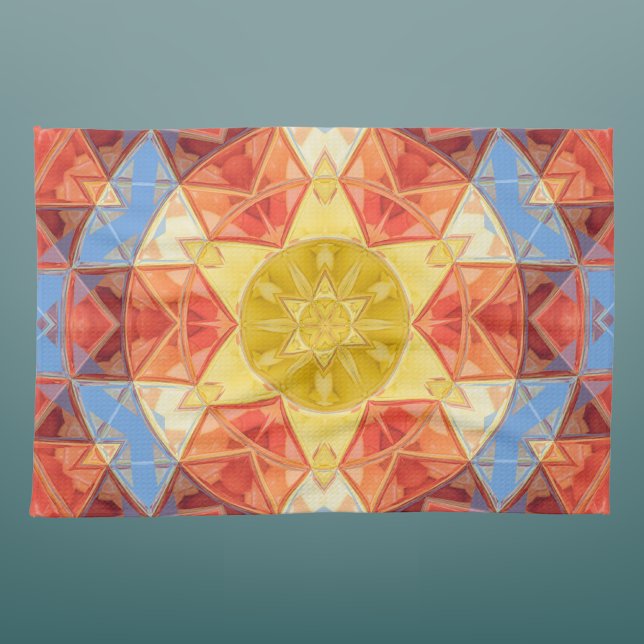 Paño De Cocina Mosaic Mandala Naranja Azul y Amarillo (Subido por el creador)