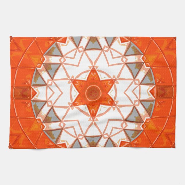 Paño De Cocina Mosaic Mandala Naranja y blanco (Horizontal)