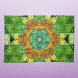 Paño De Cocina Mosaic Mandala Naranja y Verde<br><div class="desc">Este diseño de mosaico caleidoscopio presenta naranjas brillantes y azulejos verdes. Un diseño geométrico vívido inspirado en fractales,  mandalas y mosaicos de cristal teñido. Consigue este hermoso diseño trippy ahora para tu amigo favorito que ama los colores brillantes!</div>