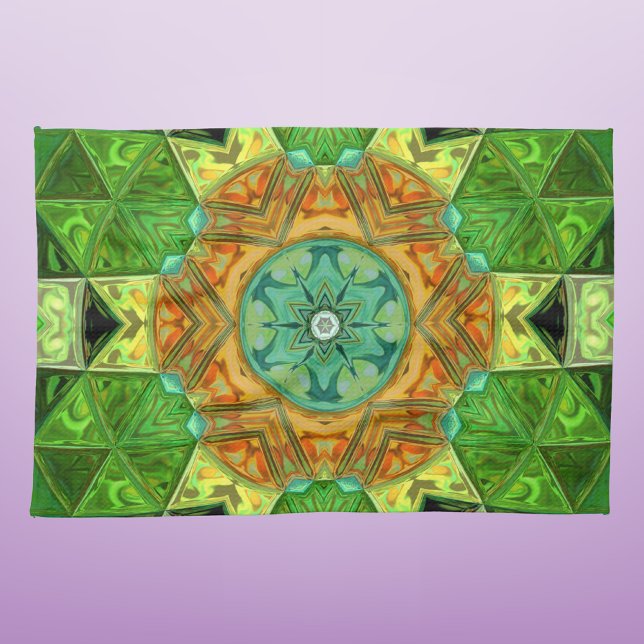 Paño De Cocina Mosaic Mandala Naranja y Verde (Subido por el creador)