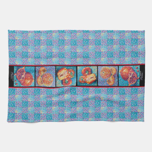 Paño De Cocina Mosaic Medley Pointillism with Red (Horizontal)