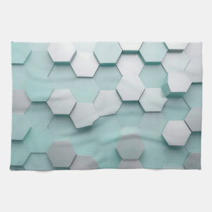 Paño De Cocina Mosaico 3D Hexágono Mint Pastel