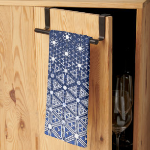 Paño De Cocina Mosaico azul y blanco de la marina