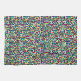 Paño De Cocina Mosaico colorido, patrón de cuadrados geométricos