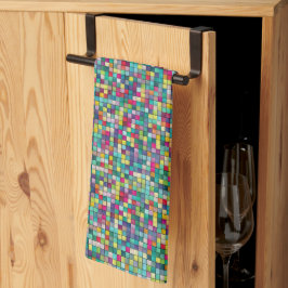 Paño De Cocina Mosaico colorido, patrón de cuadrados geométricos