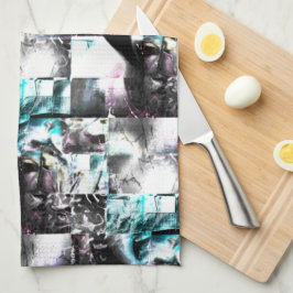 Paño De Cocina Mosaico cuadrado de texturas desordenadas en plata