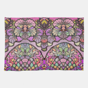 Paño De Cocina Mosaico de flores color rosa pansy floral elegante