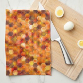 Paño De Cocina Mosaico de hexágonos en puntos en tonos rojos tira