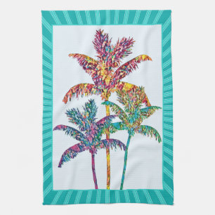 Paño De Cocina Mosaico de palmeras de arte pop tropical
