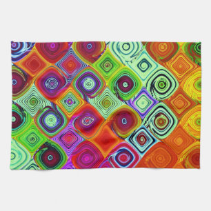 Paño De Cocina Mosaico de resumen verde rojo