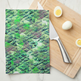 Paño De Cocina Mosaico en triángulos verdes con tonos degradados