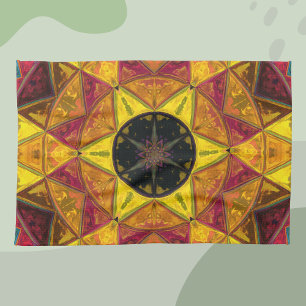 Paño De Cocina Mosaico Kaleidoscope Flor Amarillo Rojo y Azul