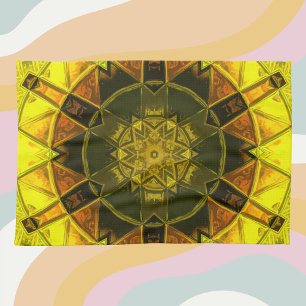 Paño De Cocina Mosaico Kaleidoscope Flor Amarillo y Verde
