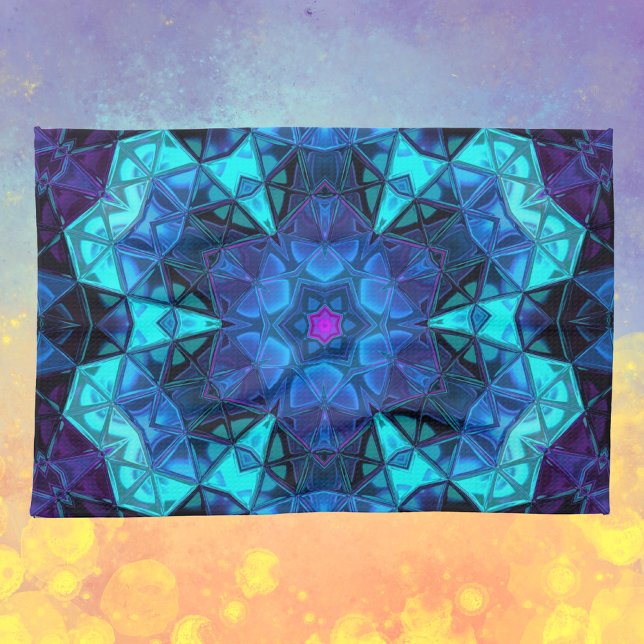 Paño De Cocina Mosaico Kaleidoscope Flor azul y púrpura (Subido por el creador)