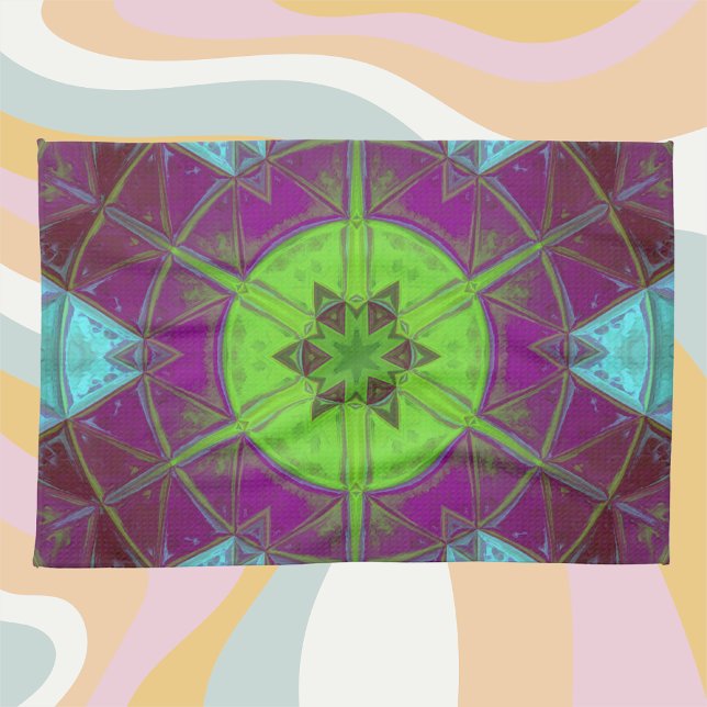 Paño De Cocina Mosaico Kaleidoscope Flor morado verde y azul (Subido por el creador)
