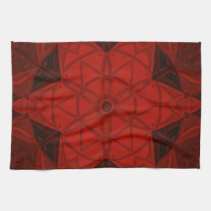 Paño De Cocina Mosaico Kaleidoscope Flor Rojo y Negro