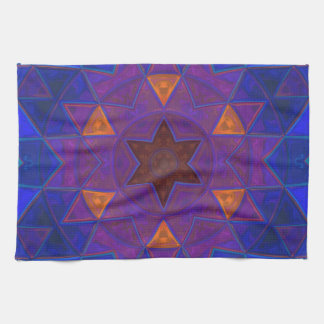 Paño De Cocina Mosaico Kaleidoscope Flor rosa azul y amarillo
