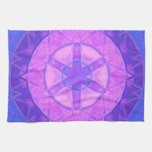 Paño De Cocina Mosaico Kaleidoscope Flor rosa y azul