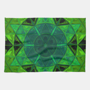 Paño De Cocina Mosaico Kaleidoscope Flor verde