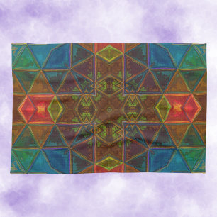 Paño De Cocina Mosaico Kaleidoscope Plaza azul rojo y verde