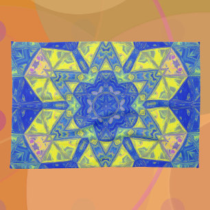 Paño De Cocina Mosaico Mandala azul y amarillo