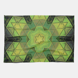 Paño De Cocina Mosaico Mandala Flor Amarillo Verde y Negro