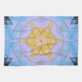 Paño De Cocina Mosaico Mandala Flor azul y amarillo