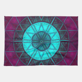 Paño De Cocina Mosaico Mandala Flor Azul y Púrpura