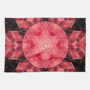 Paño De Cocina Mosaico Mandala Flor rosa y negro