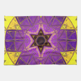 Paño De Cocina Mosaico Mandala morado y amarillo