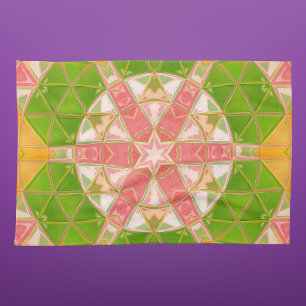 Paño De Cocina Mosaico Mandala Naranja Verde y Rosa