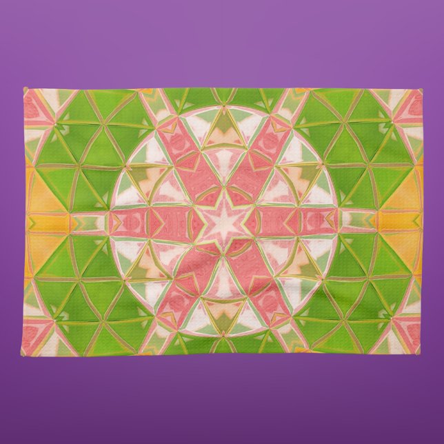 Paño De Cocina Mosaico Mandala Naranja Verde y Rosa (Subido por el creador)