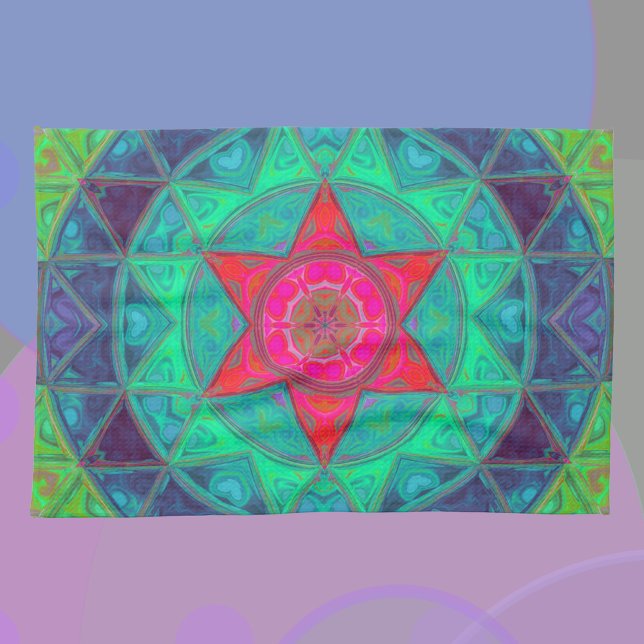 Paño De Cocina Mosaico Mandala Verde Azul y Rojo (Subido por el creador)