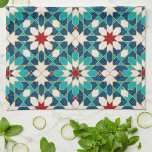 Paño De Cocina Mosaico marroquí de mármol rojo azul Verde azula