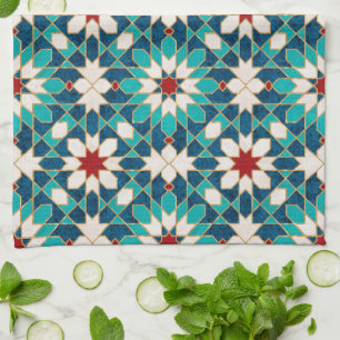 Paño De Cocina Mosaico marroquí de mármol rojo azul Verde azula