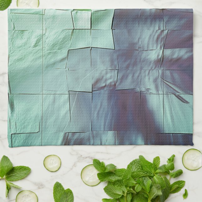 Paño De Cocina Mosaico verde grisáceo con suave esculpido y satin (Doblado)