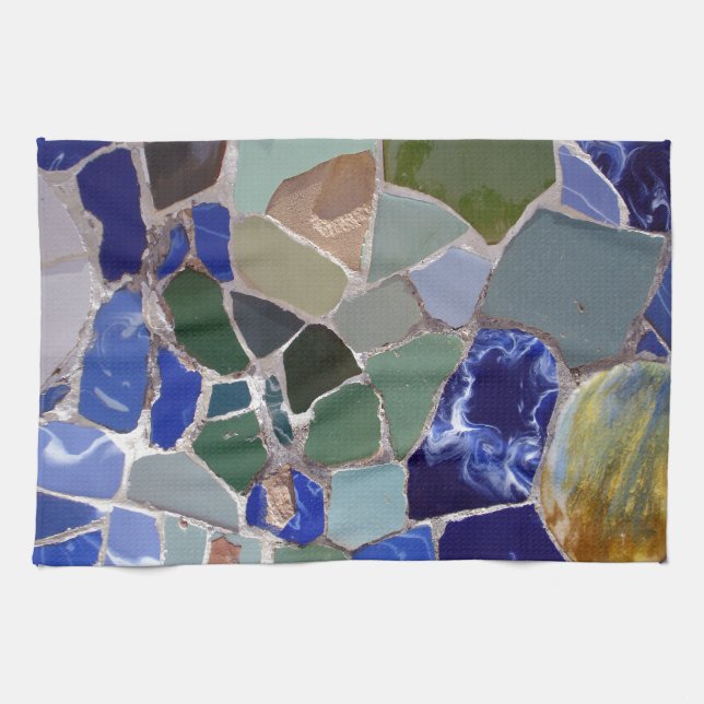 Paño De Cocina Mosaicos del azul de Antonio Gaudi (Horizontal)