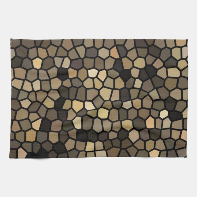 Paño De Cocina Mosaicos negros, beige y marrones (Horizontal)
