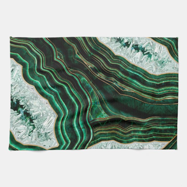 Paño De Cocina Moss Green Geode and Crystals Digital Art (Horizontal)