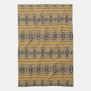 Paño De Cocina Mostaza moderna y elegante y negro gris