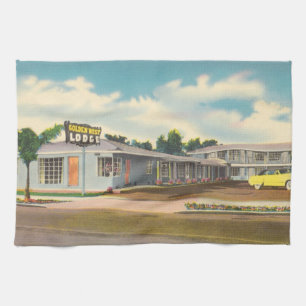 Paño De Cocina Motel Vintage, Hotel Golden West Lodge con Palmera