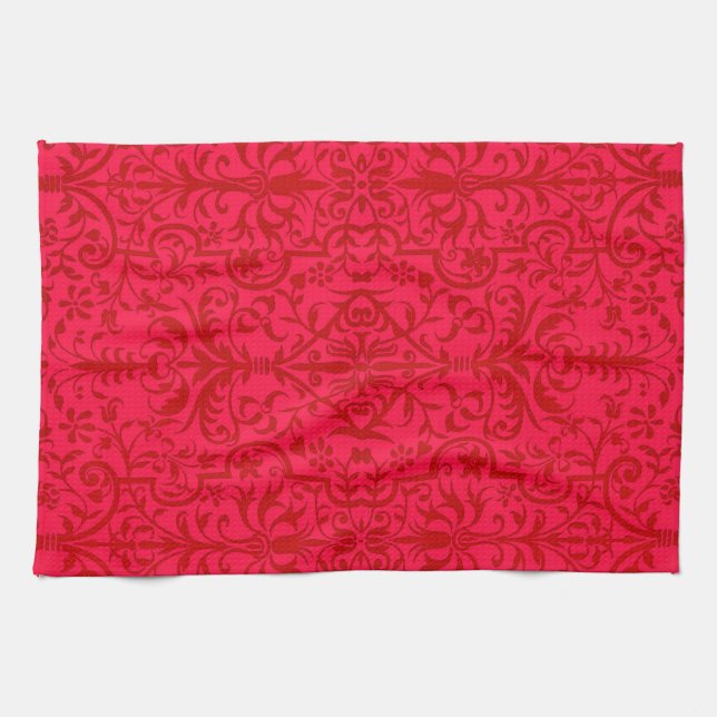 Paño De Cocina Motif victoriano en rojo (Horizontal)