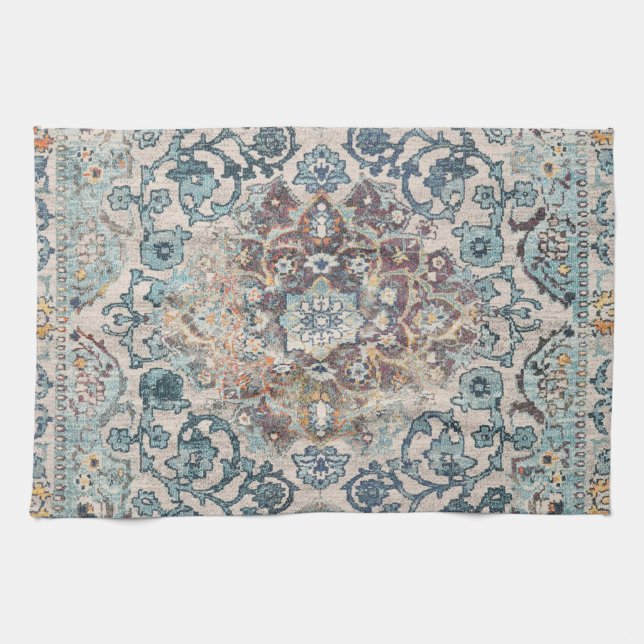 Paño De Cocina Motifs Orientaux en Bleu et Beige (Horizontal)